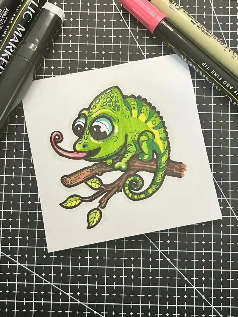 今天画一只可爱的变色龙(含绘画步骤)#儿童简笔画 #简笔画教 - 抖音