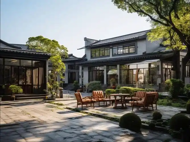 是中式经典的白墙灰瓦