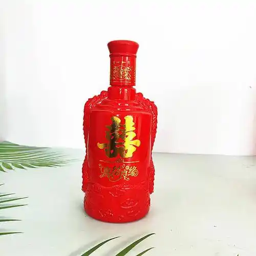定制一斤装玻璃婚庆喜酒瓶喜庆红色结婚宴装白酒的空瓶子