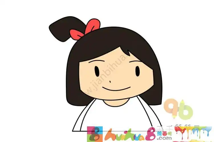 朝天辫小女孩头像简笔画图片