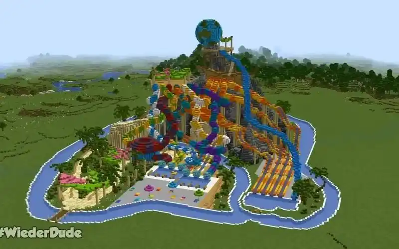 【我的世界经典之梦想的建筑】家庭水上乐园建造挑战