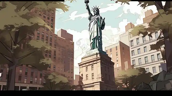 铅笔风世界著名景点色调仰视插画