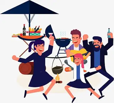 简笔画小清新美食铁板烧烤(2000x2000)psdpng热辣夏季特色烧烤促销