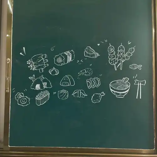 黑板粉笔画可爱的海洋生物以及食物简笔画儿