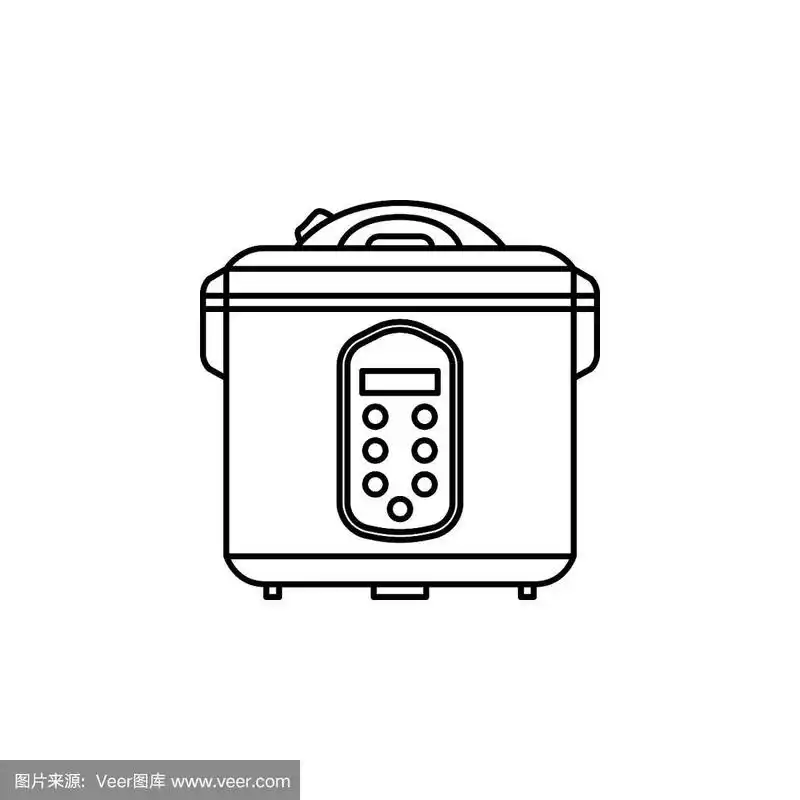 简单细线电饭锅图标矢量家用电器.向量孤立的插图