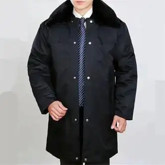 戌卫加厚棉大衣保安大衣冬季男中长款防寒保暖执勤羊剪毛款内胆可拆