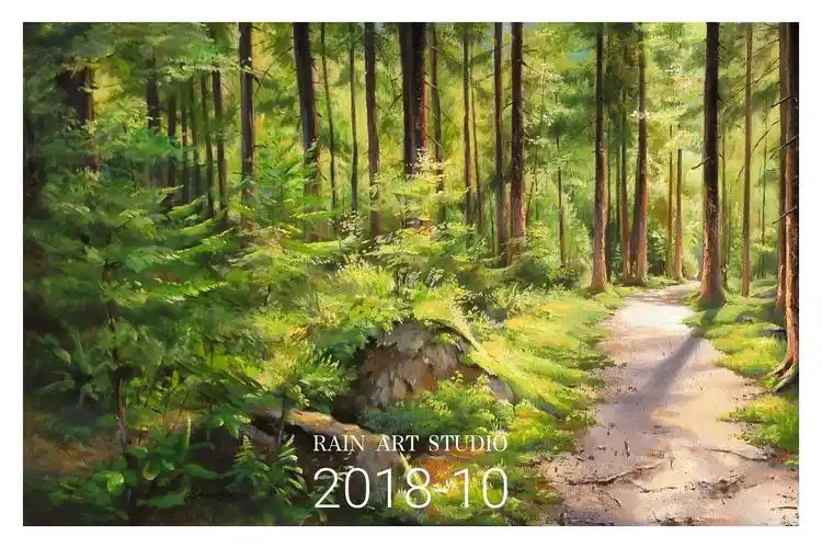 油画风景-森林|纯艺术|绘画|时雨美术rainart_原创作品-站酷zcool