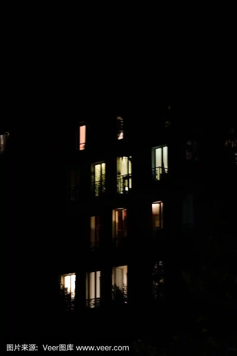 夜晚,窗户,房屋,巴黎,垂直画幅