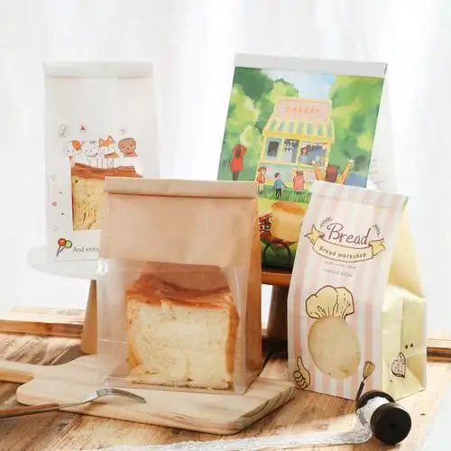 铁丝牛皮油纸包装烘焙纸袋牛皮纸绘图卷边手绘点心包装盒