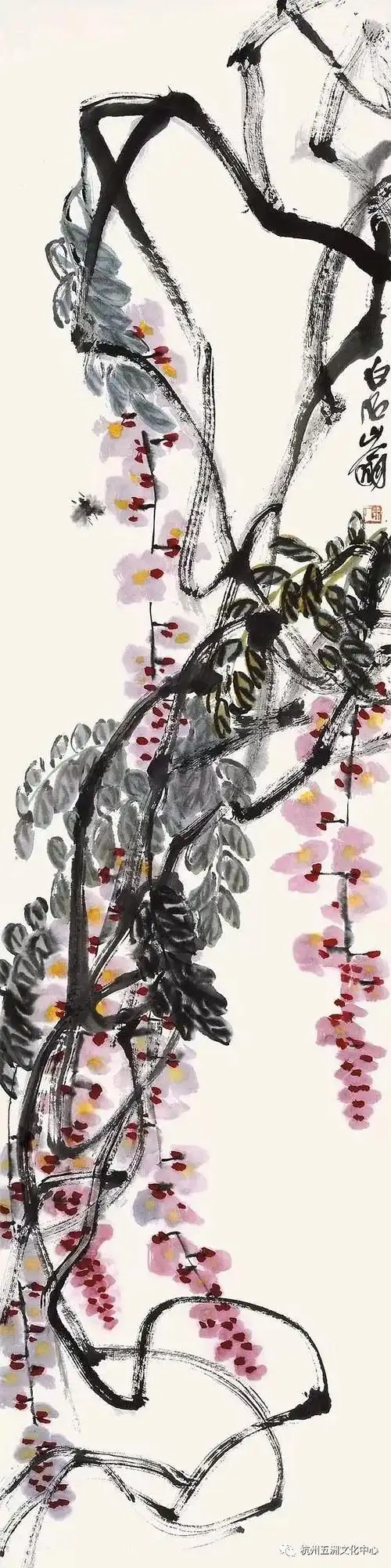 齐白石 《蜜蜂紫藤》