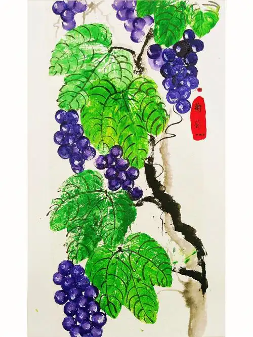 创意国画葡萄熟了34岁水墨画创意画