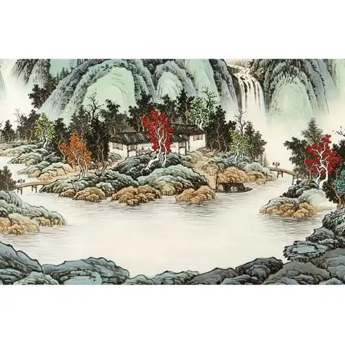 客厅山水画宁良成力作风水画聚宝盆作品福居宝地