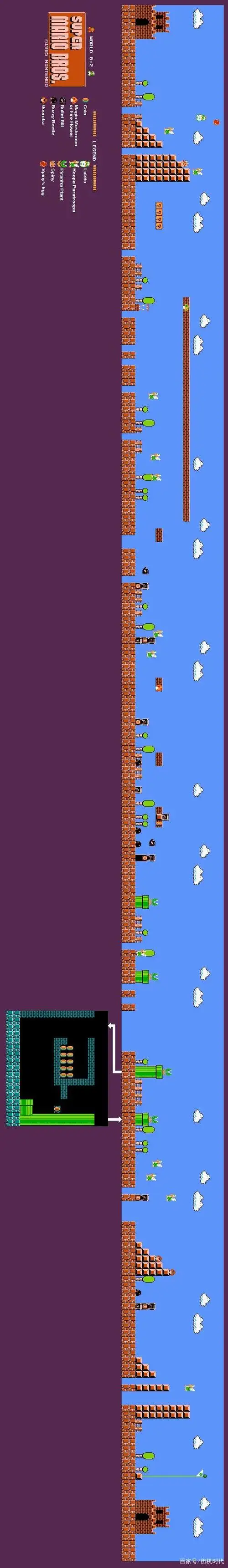 fc游戏超级玛丽全景图赏析玩了一辈子终于知道下水道通哪里