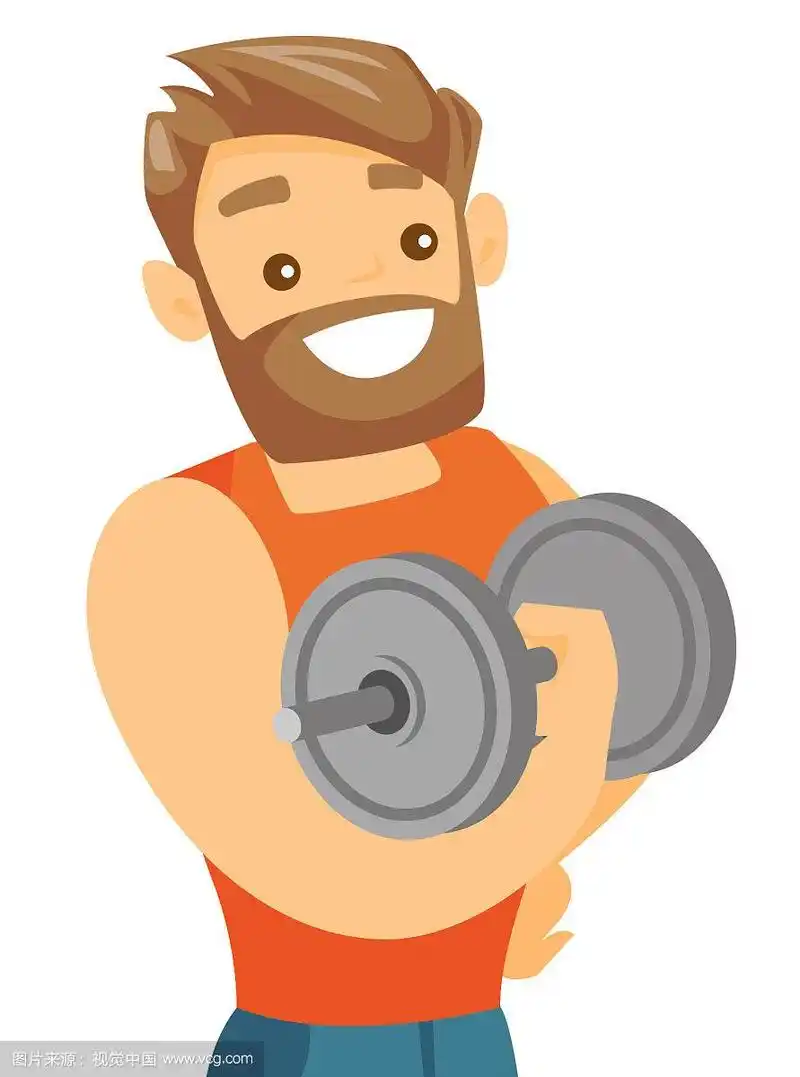 年轻的白人健美运动员举着哑铃