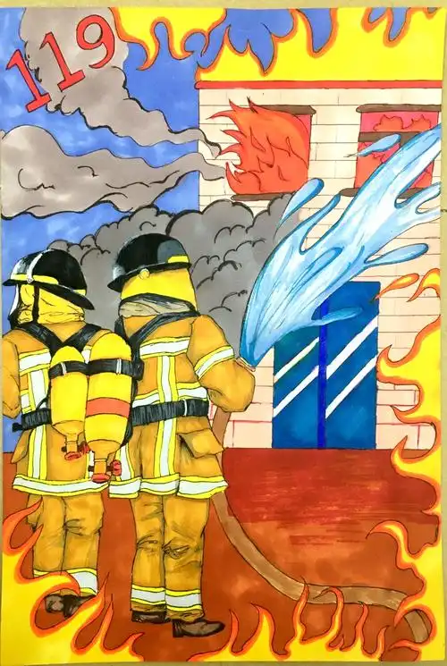 六2班消防安全宣传画