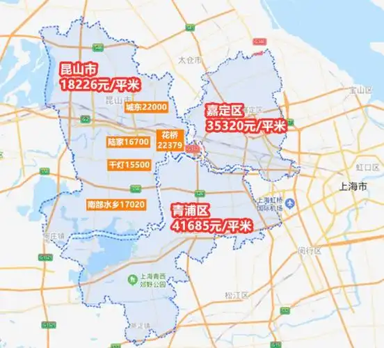 临沪(上海-昆山)房价对比图