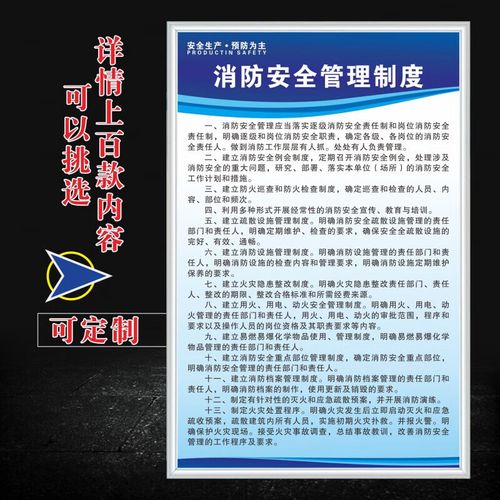消防安全管理制度 40x60cm  kt板包银边