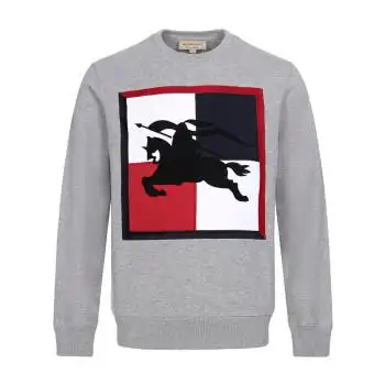 博柏利 burberry 男款浅麻灰色格纹马术骑士图案棉质卫衣 80040901 xs