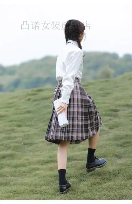 jk长裙jk制服日系jk制服格子半身裙套装女中长款百褶裙子高腰过膝长裙