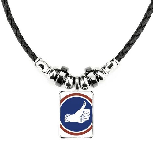 泰王国曼谷拇指点赞手工皮绳项链吊坠饰品