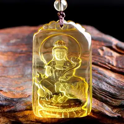 黄水晶文殊菩萨本命佛吊坠属兔守护神挂件生肖兔吉祥物饰品男女本场