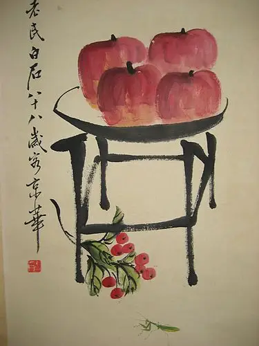 excellent chinese hand painting apple by qi baishi 齐白石 苹果