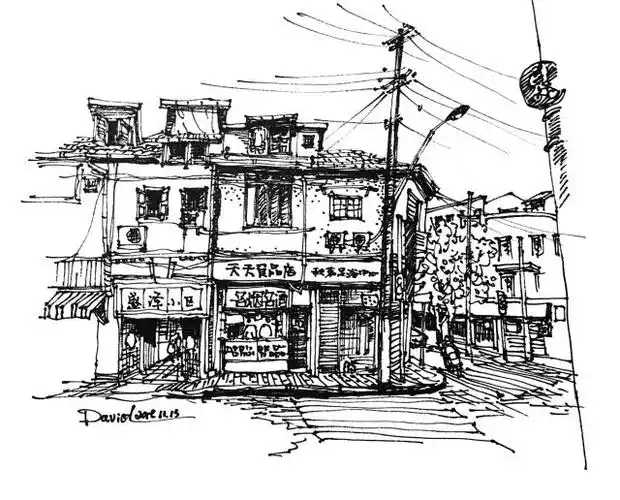 david张的城市风景速写赏析