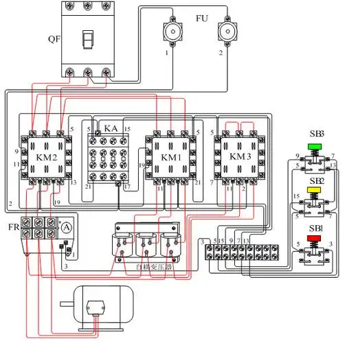 鼠笼式电动机自耦降压启动手动控制电路_电工基础知识_电工技术-电工