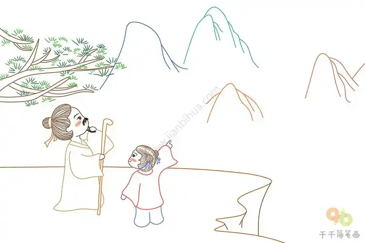 古诗寻隐者不遇简笔画