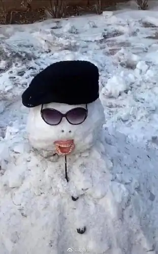 小孩把他姥姥假牙偷出来堆雪人