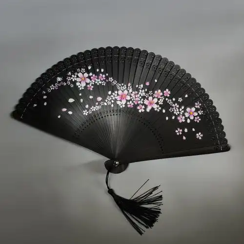 全竹扇子喷绘扇烤漆女扇舞蹈扇旗袍扇子高档精品女式扇镂空雕刻扇