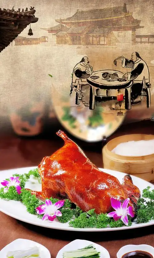 美食烤鸭宣传海报背景素材