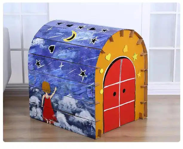 纸房子儿童diy手工制作幼儿园纸板屋城堡纸箱纸壳拼装玩具 南瓜马车