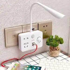 好多功能插座台灯一体床头柜卧室带usb接口插座夜灯可调光宿舍灯