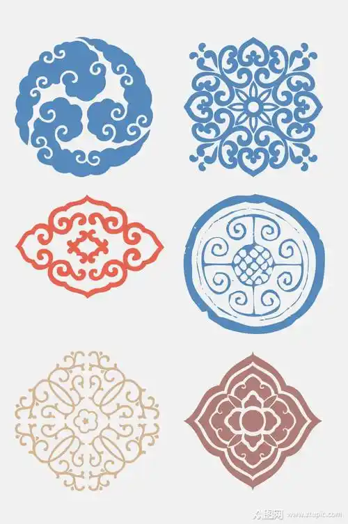 中式传统窗花图案免抠元素素材