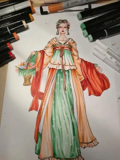 前段时间练习的时候,突然想试试用服装画的方式画画汉服,(合适的汉服