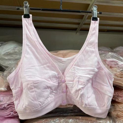 妈妈内衣文胸50岁中老年人大码纯棉薄款背心式聚拢前扣无钢圈胸罩