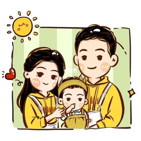 手绘头像一组全家福一家三口全家福手绘情侣头像漫画亲子幸福一