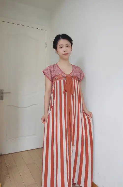 汉服穿搭唐背子间色裙