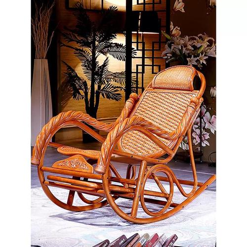 精品真藤摇摇椅阳台藤椅大人逍遥椅子 家用休闲实木藤制老人午睡