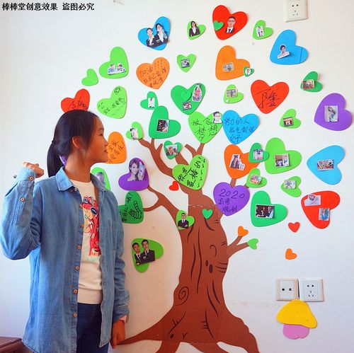 心愿墙背景板便利贴布置创意班级许愿树文化墙贴许愿树爱心墙板报