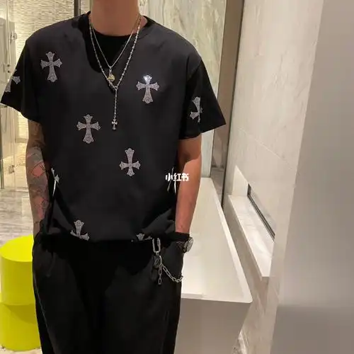 克罗心十字架烫钻t恤