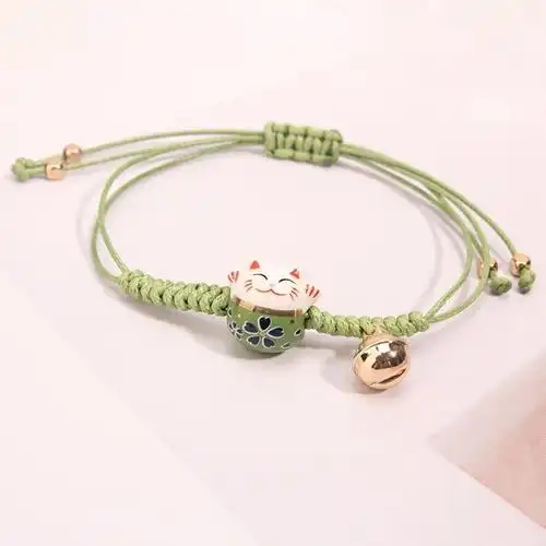 日系手绳闰闺蜜手链四人女生学生简约编织招财猫手链