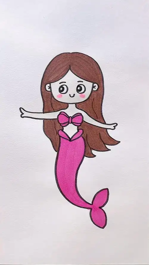 可爱的小小美人鱼,美人鱼简笔画-度小视