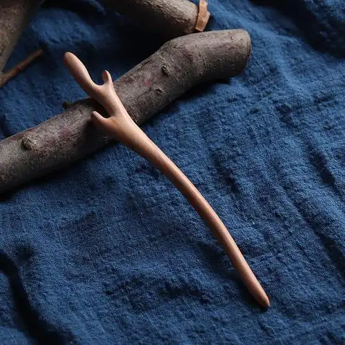 纯桃木簪子手工diy木料发簪女古风汉服日常简约现代木质盘发榉木