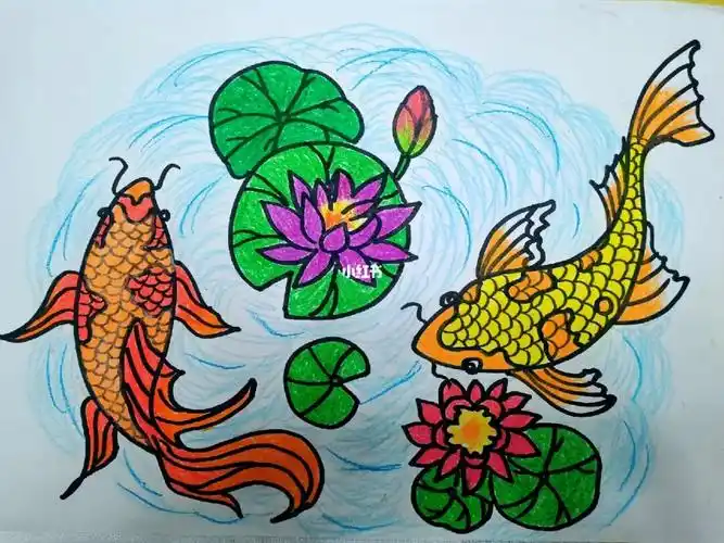 儿童简笔画打卡d33天:《好运锦鲤》