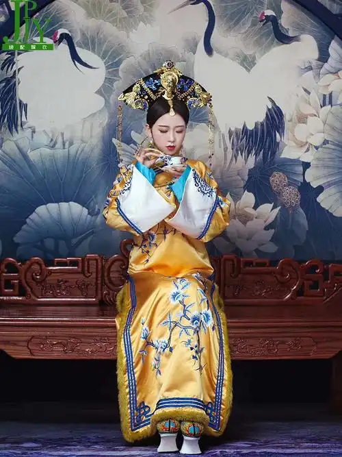 服饰清朝毛领满族同款董洁如懿宫廷毛毛领服冬款民族服装