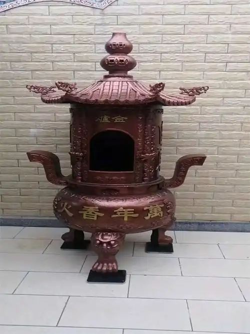露天烧金银纸炉铸铁六角三层烧纸炉祠堂化宝炉