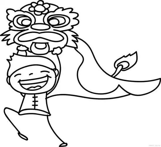 舞狮简笔画怎么画