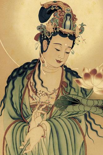 国画菩萨临摹微喷艺术复制真迹佛像大势南无国画